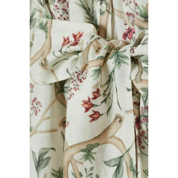 JOHANNA ORTIZ H&M COLLABORATION FLORAL LINEN SHIRT DRESS SIZE LARGE - Picture 6 of 10